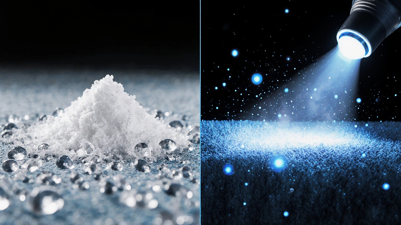 Split image: baking soda on fabric vs. steam cleaner penetrating fibers to remove deep dirt.