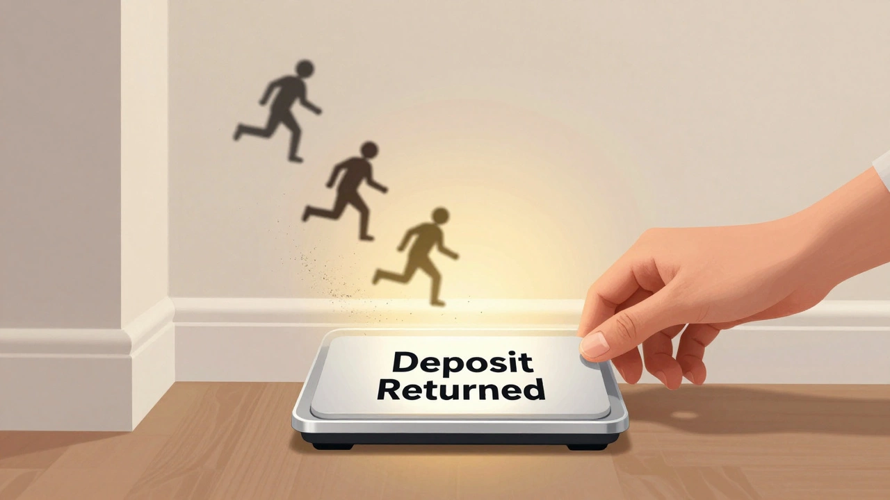 Hands placing a clean baseboard on a scale that tips toward deposit return.