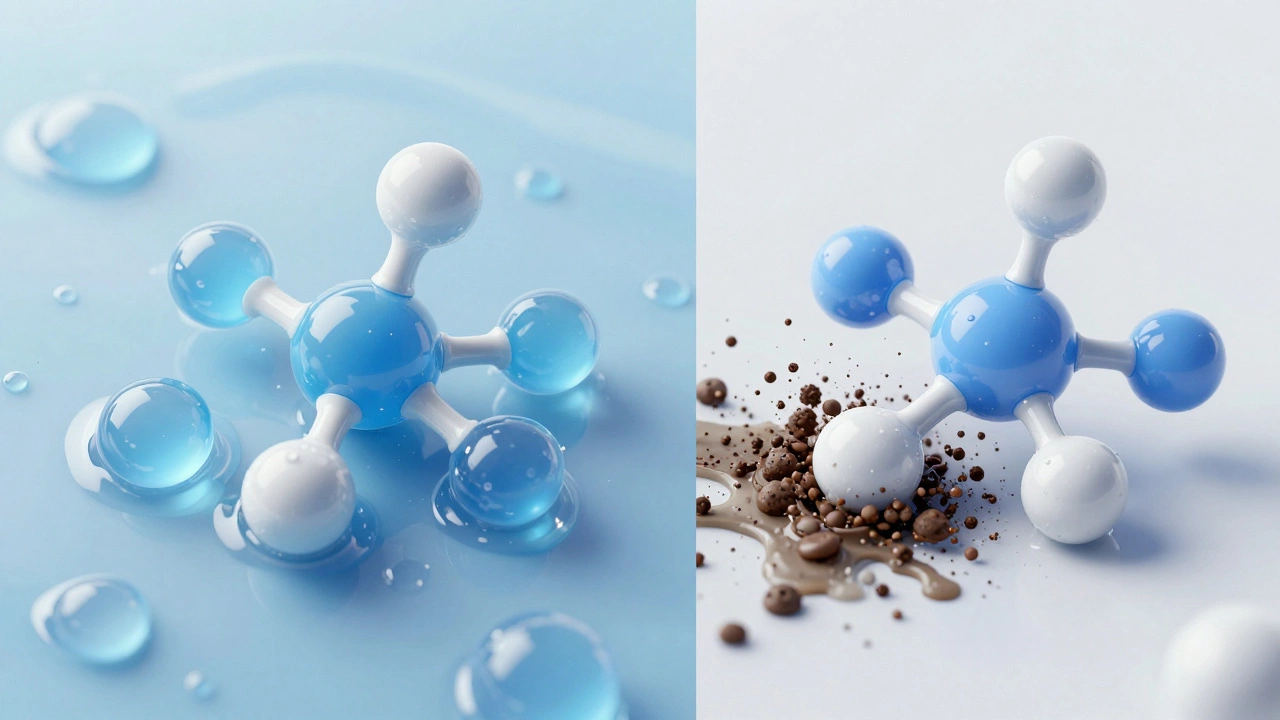 Illustration showing surfactants breaking water tension to lift dirt