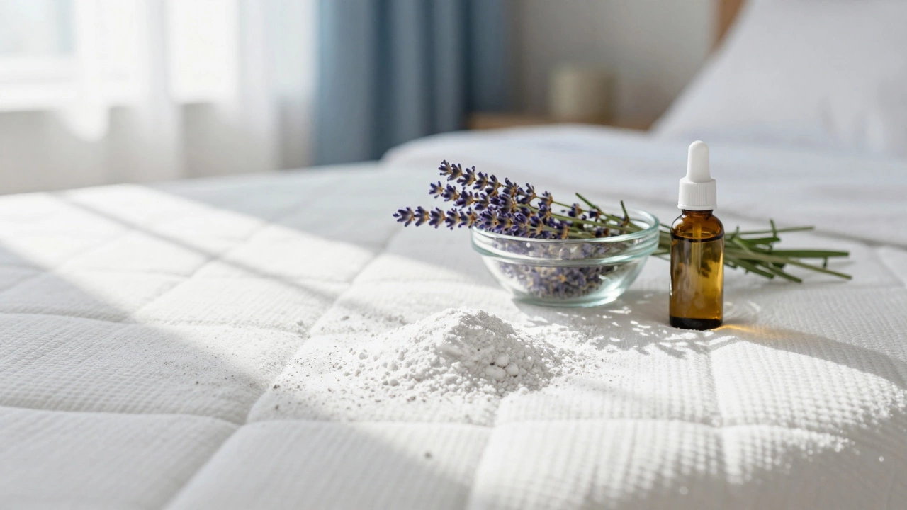 Mattress dusted with baking soda and lavender